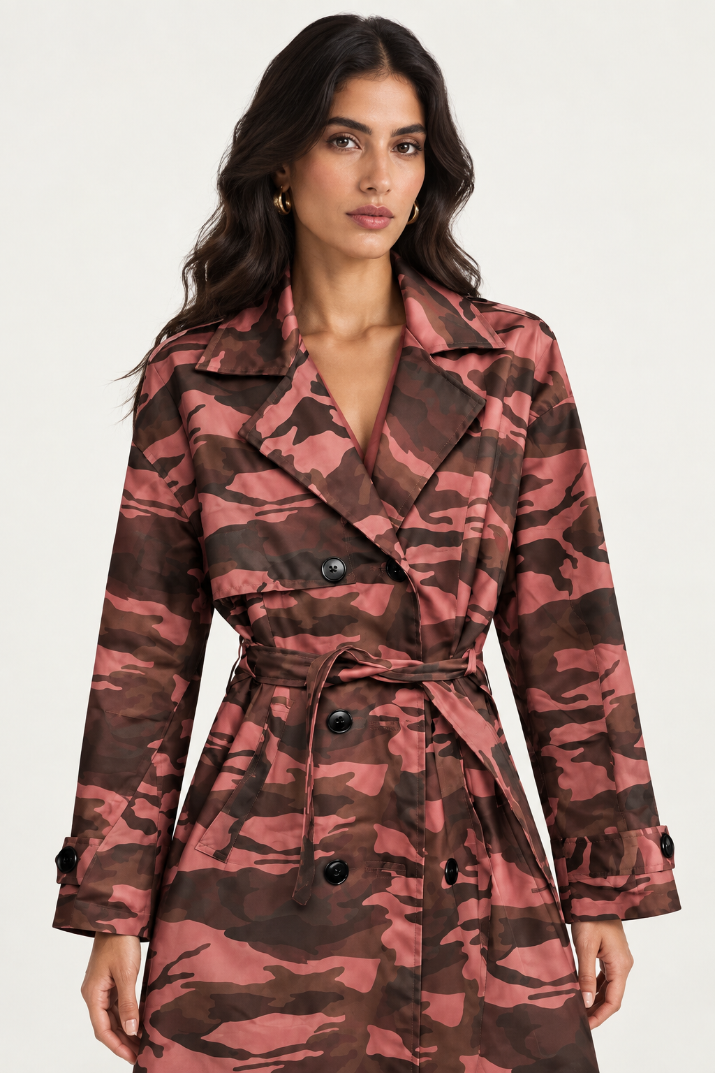 Camo Dusty Rose Trench