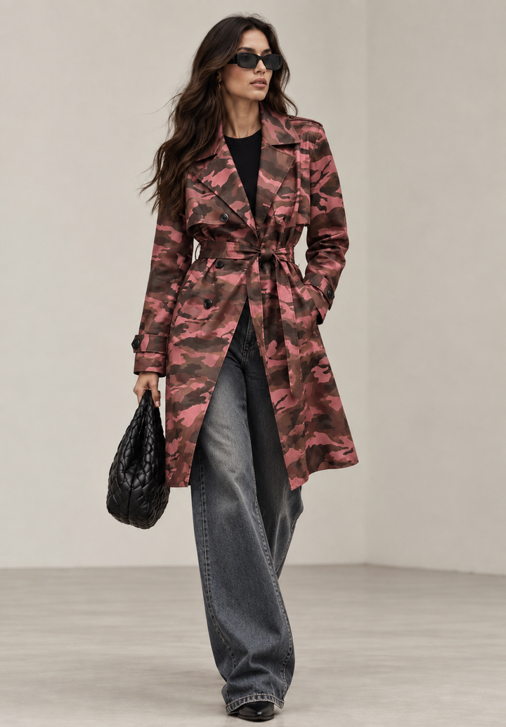 Camo Dusty Rose Trench