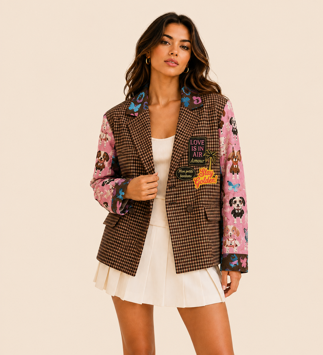 Sweetheart Butterfly Check Blazer